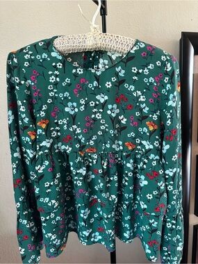 Zara Green Floral Print Top